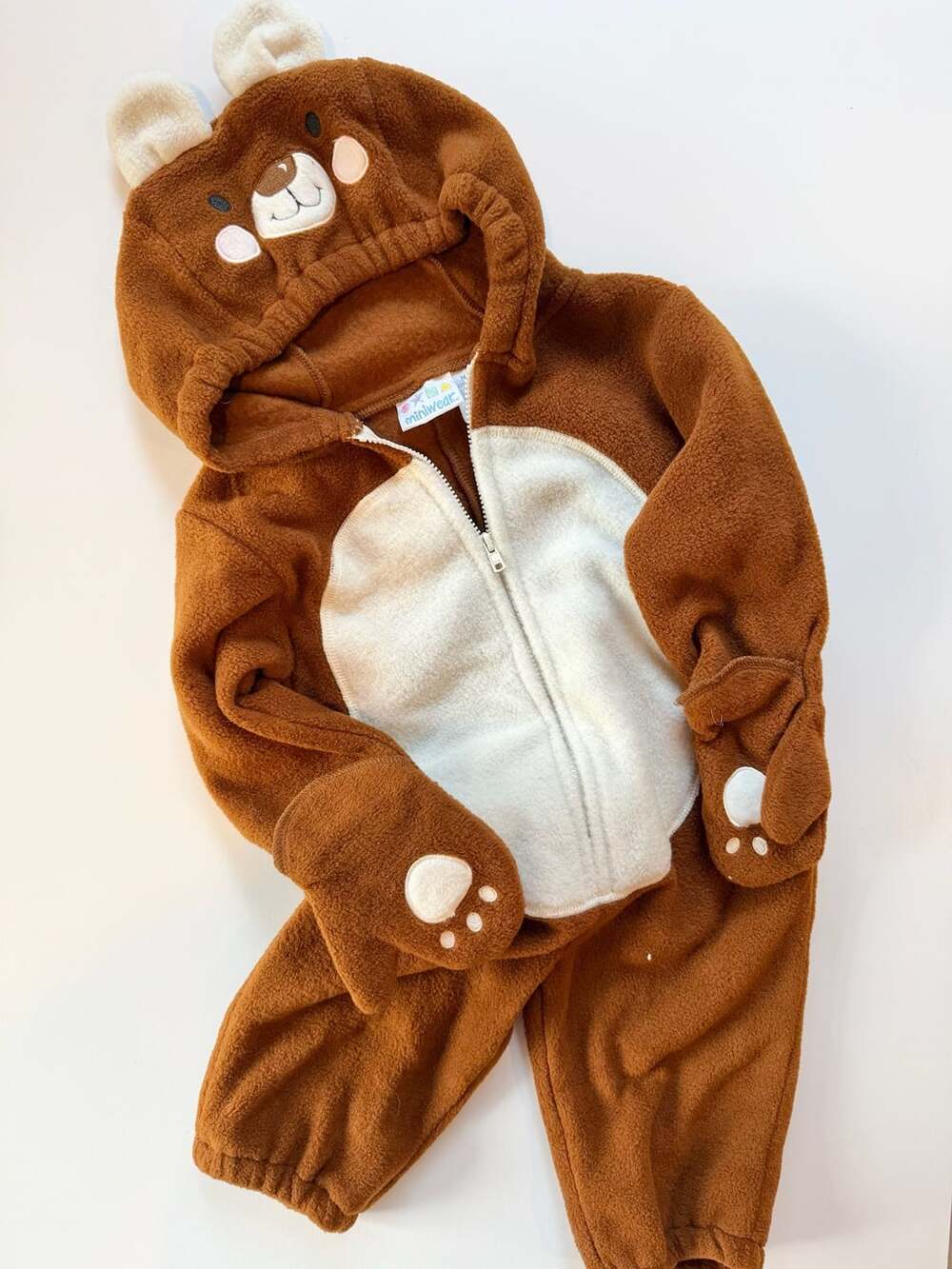 Vintage/Y2K Miniwear Bear Fleece Jumpsuit Size 6-9M Brown